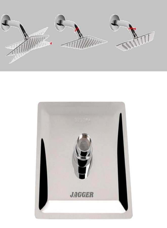 JAGGER رأس دش مطري JAGGER JAG213، رأس دش مطري مربع من الفولاذ المقاوم للصدأ عالي التدفق، تجربة استحمام رائعة حتى مع تدفق المياه المنخفض (فضي [تشطيب كروم]، 6 × 6 بوصة) - Image 3